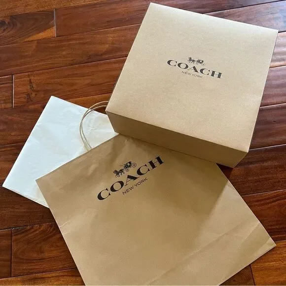 Coach NEW Gift Box, Gifting Paper Bag Brand Wrapping Tissue Package Bundle - Picture 1 of 11